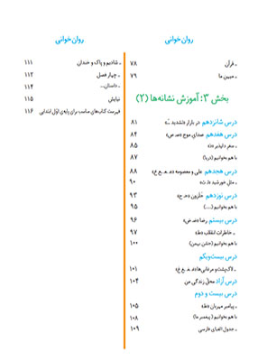 فهرست مطالب کاب درسی فارسی اول دبستان_یونیکتاب